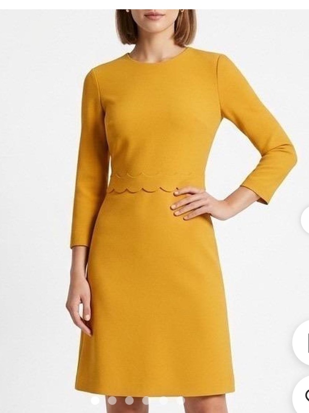 Mustard Scallop Waist A-Line Dress - Women